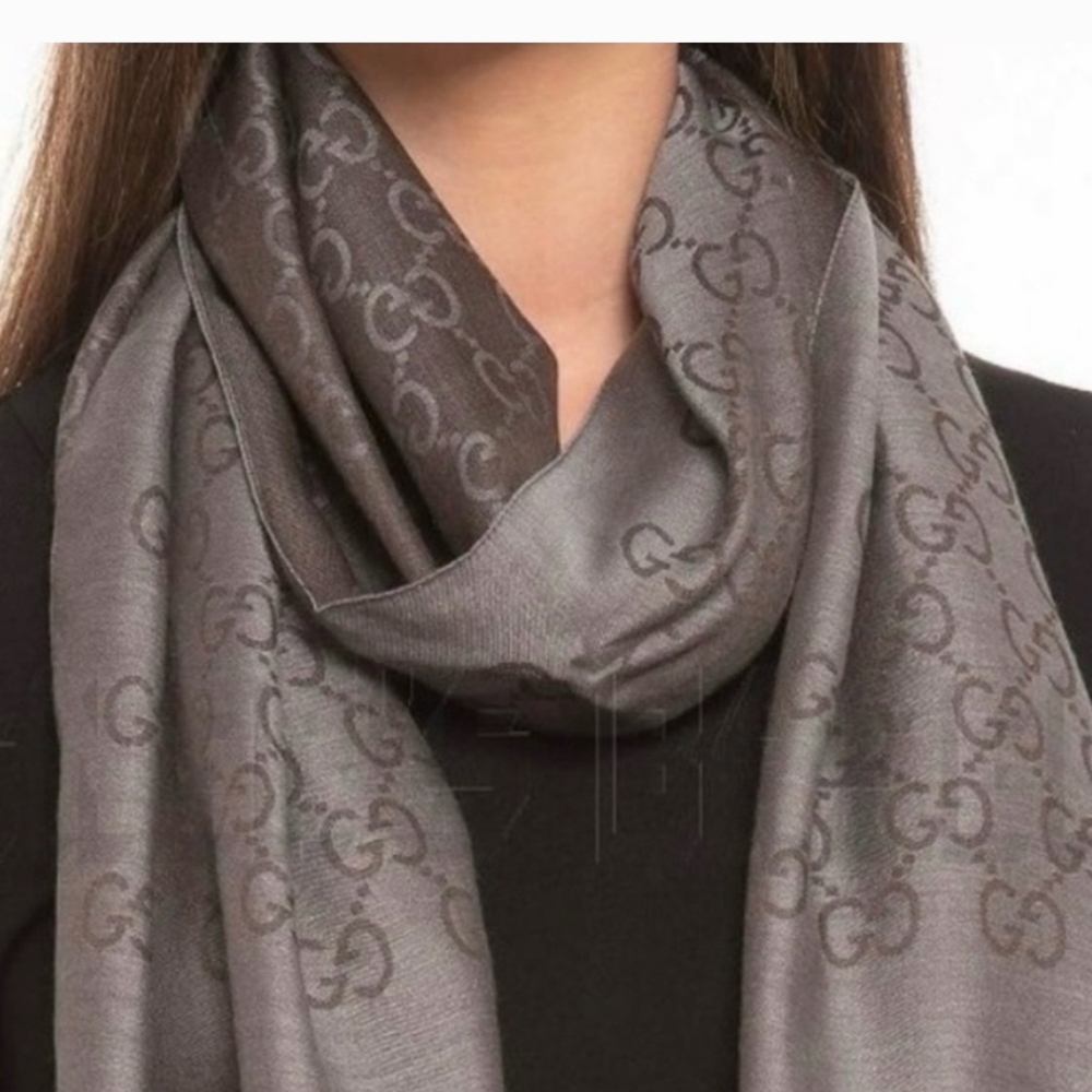 Gucci Charcoal Monogram Scarf